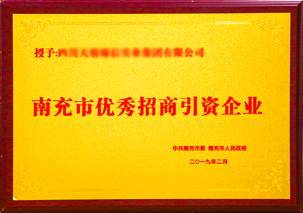 2019年南充市優(yōu)秀招商引資企業(yè)